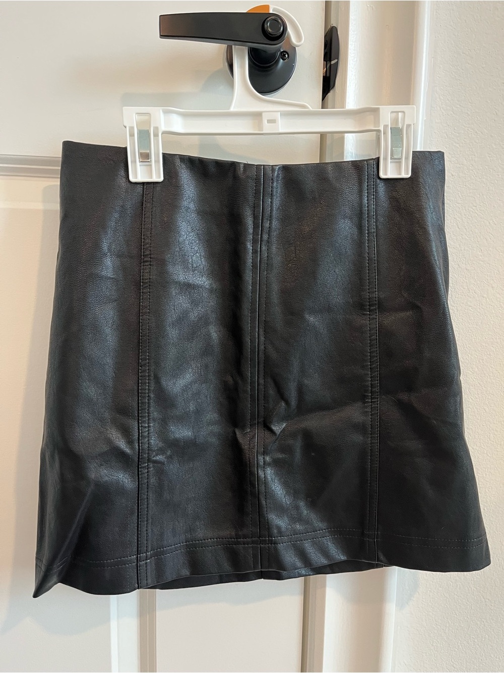 She + Sky Black Faux Leather Mini Skirt